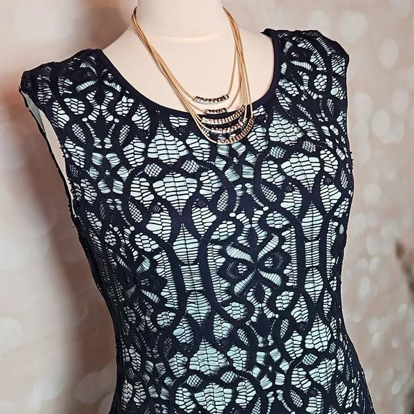 Covington | Blue and Aqua  Lace A-line Dress - Picture 2 of 10